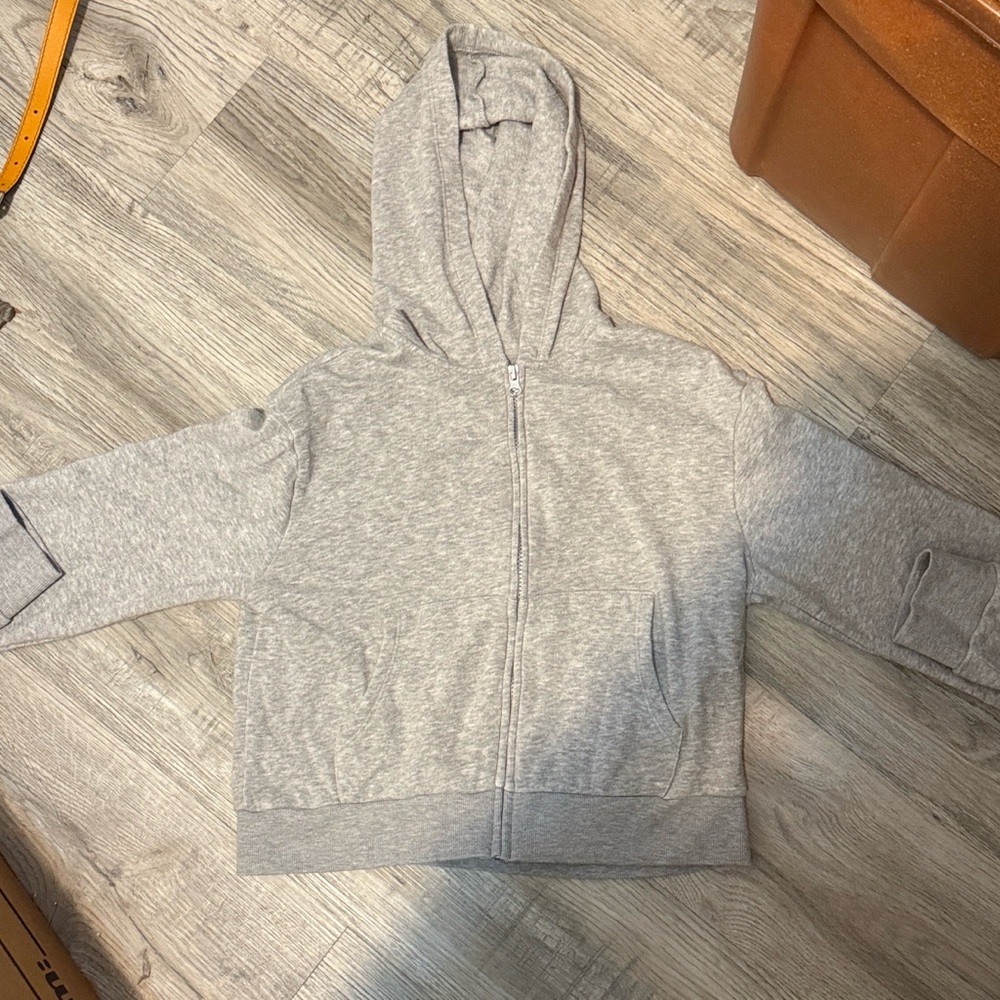 Art Class Light Gray Girls Cropped Zip Up Hoodie size 14